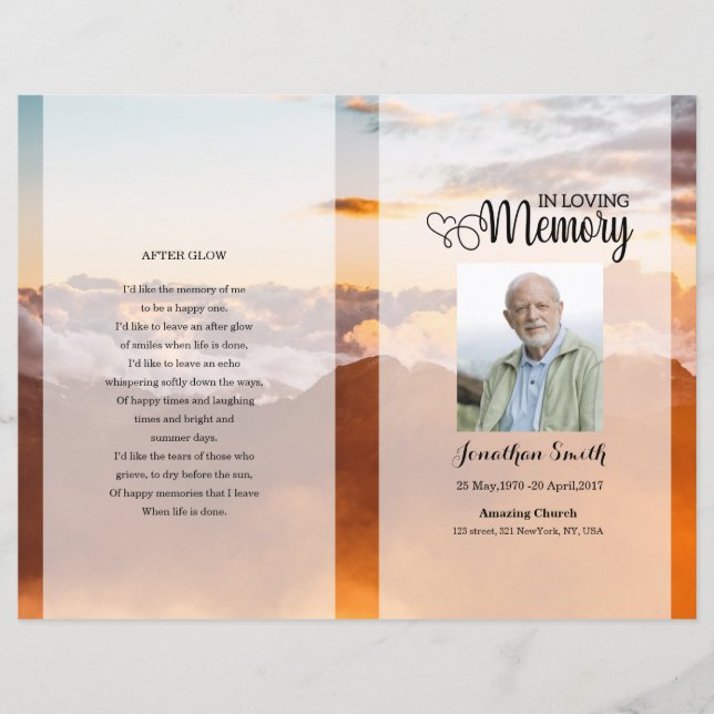 Golden sky Funeral Program template (Front)