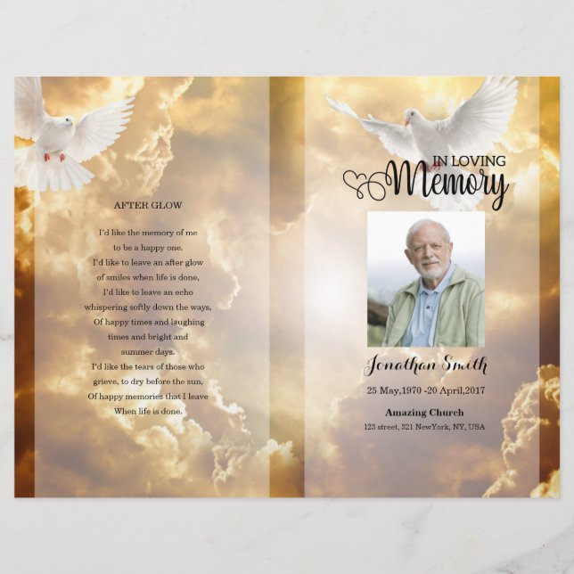 Golden sky Funeral Program template (Front)
