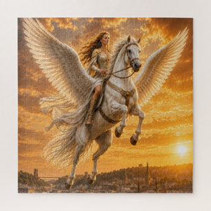 Golden Sky Rider Over Bristol Jigsaw Puzzle
