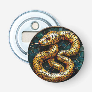 Golden snake stained glass bottle opener