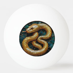 Golden snake stained glass ping pong ball