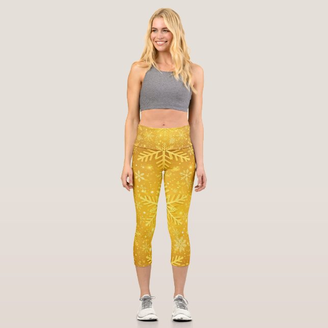 Golden Snow Capri Leggings (Front)