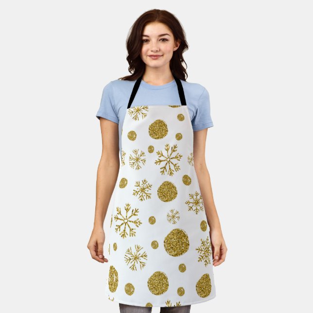 Golden Snow Flakes 1 Apron (Worn)
