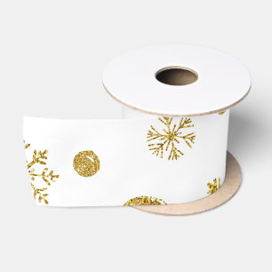 Golden Snow Flakes 1 Satin Ribbon