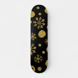 Golden Snow Flakes 2 Skateboard