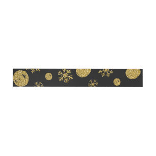 Golden Snow Flakes 2 Wrap Around Label