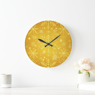 Golden Snow Large Clock