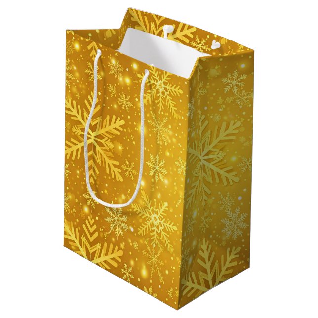 Golden Snow Medium Gift Bag (Back Angled)
