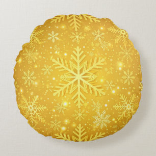 Golden Snow Round Cushion