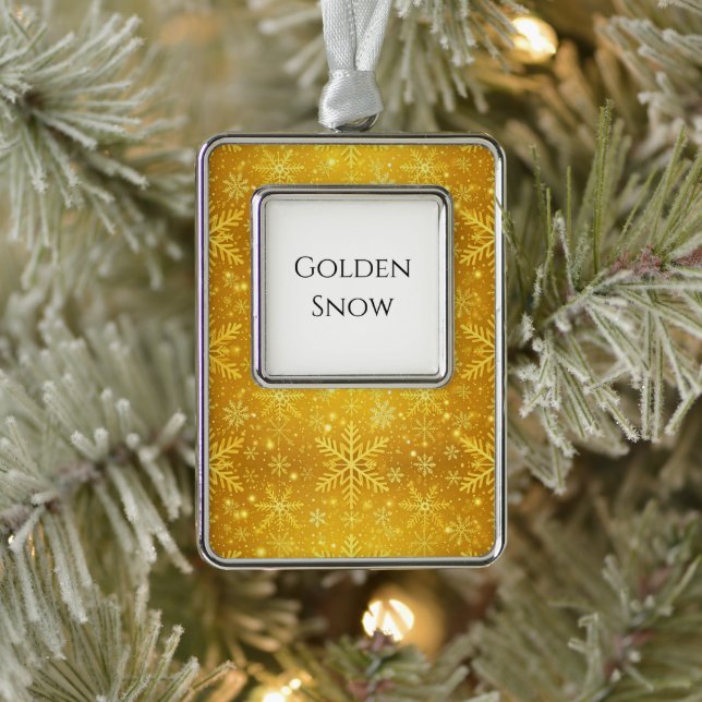 Golden Snow Silver Plated Framed Ornament (Tree)