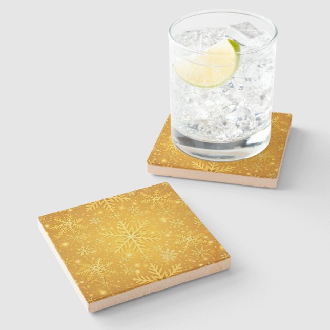 Golden Snow Stone Coaster (Side)