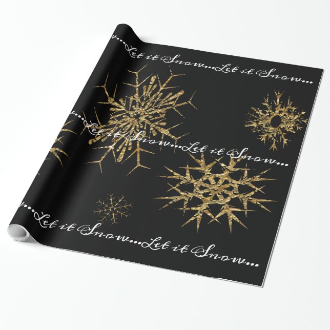 Golden Snow Treasures Christmas Night Wrapping Paper (Unrolled)