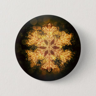 Golden Snowflake 6 Cm Round Badge