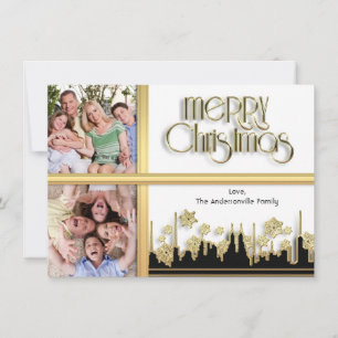 Golden Snowflake Christmas Photo Card