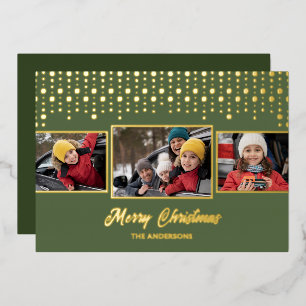 Golden Snowflake Christmas Photo Foil Holiday Card