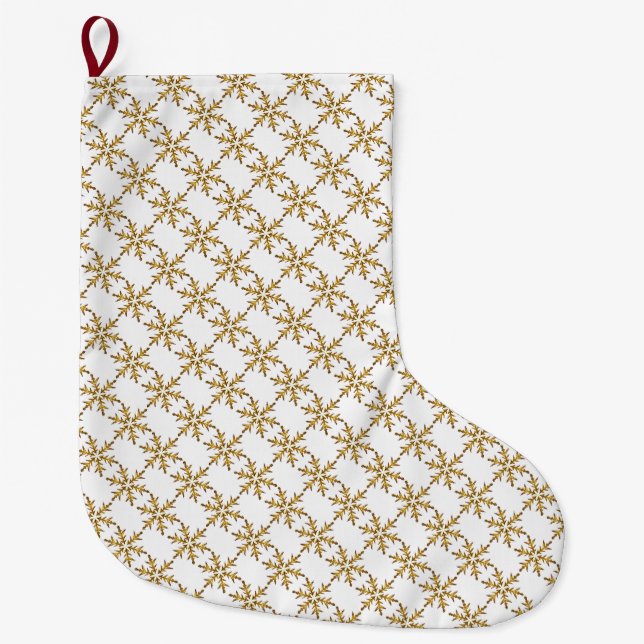 Golden Snowflake Christmas Stocking (Front)