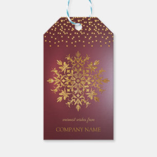 Golden snowflake, Company Red, Gold Christmas Gift Tags