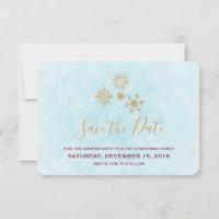 Golden Snowflake Crystals on Frosty Blue Back
