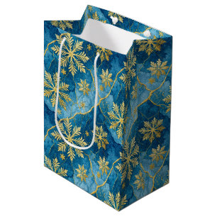 Golden Snowflake Frozen Abstract Medium Gift Bag