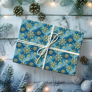 Golden Snowflake Frozen Abstract Wrapping Paper