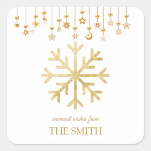 Golden snowflake, Merry Christmas  Square Sticker