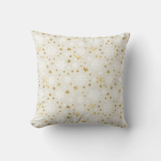 Golden Snowflake Pattern Cushion