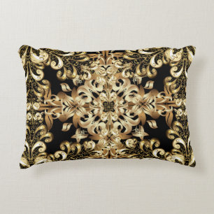 Golden snowflake simple seamless pattern. Vintage Decorative Cushion