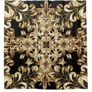 Golden snowflake simple seamless pattern. Vintage  Shower Curtain