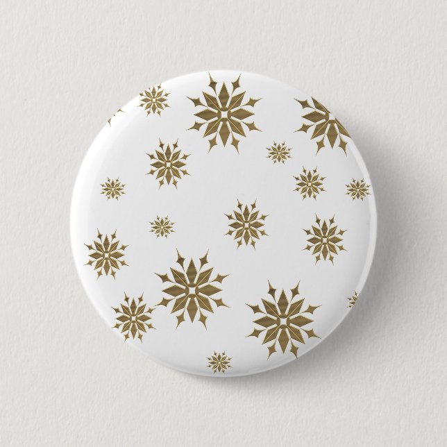 Golden snowflakes 6 cm round badge (Front)
