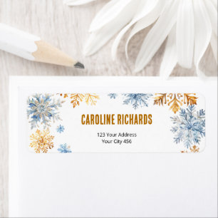 Golden Snowflakes Address Labels