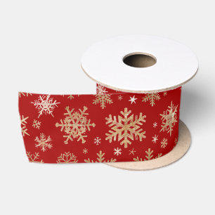 Golden Snowflakes Christmas Satin Ribbon