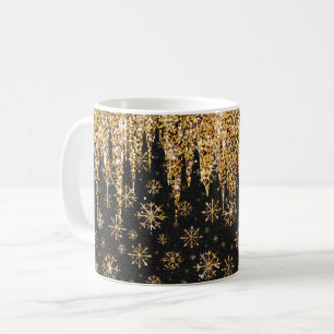 Golden Snowflakes Elegant Gold Christmas Art Coffee Mug