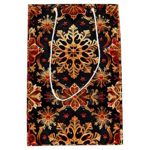 Golden Snowflakes Elegant Winter holidays Design Medium Gift Bag