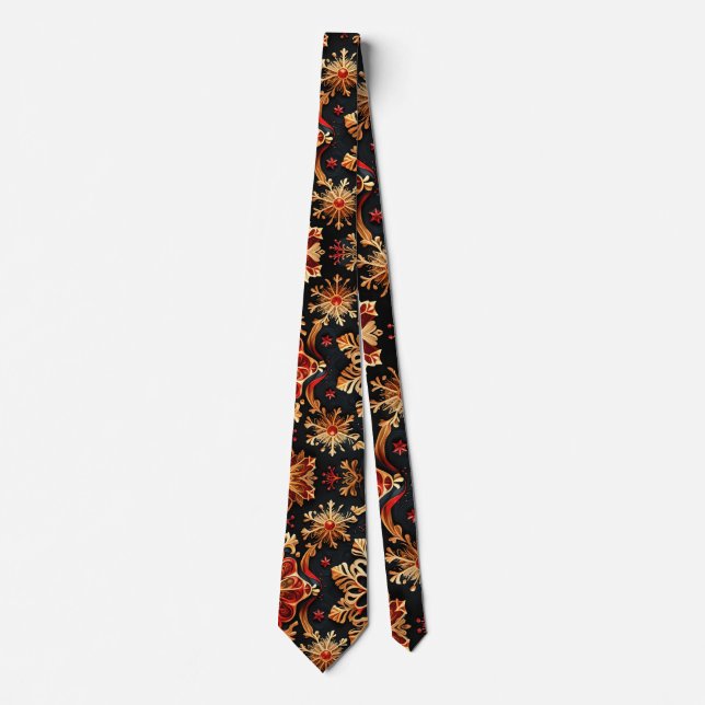 Golden Snowflakes Elegant  Winter holidays Design  Tie (Front)
