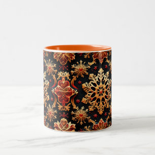 Golden Snowflakes Elegant  Winter holidays Design  Two-Tone Coffee Mug