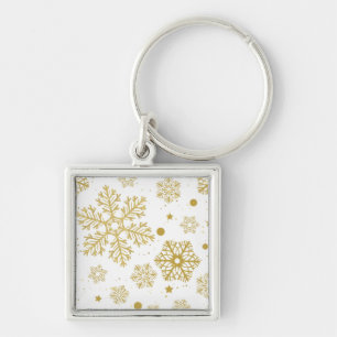 Golden snowflakes key ring