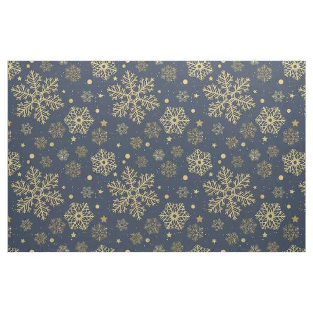 Golden snowflakes on navy fabric (Fat Quarter)