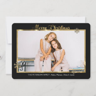 Golden Snowflakes Photo Holiday Card