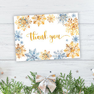 Golden Snowflakes Thank You Card