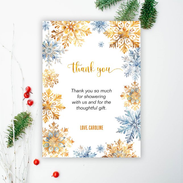 Golden Snowflakes Thank You Card (Creator Uploaded)