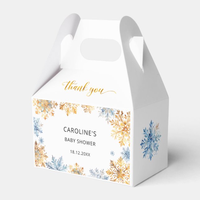 Golden Snowflakes Thank You Favour Box (Front Side)
