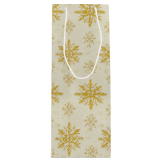 golden snowflakes wine gift bag