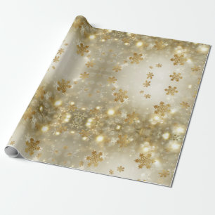 golden snowflakes wrapping paper