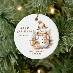 Golden Snowman Christmas Tree Ceramic Tree Decoration