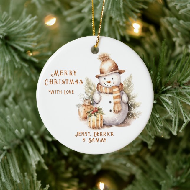 Golden Snowman Christmas Tree Ceramic Tree Decoration (Tree)