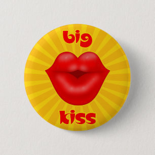 Golden Solar Rays Red lips big kiss 6 Cm Round Badge