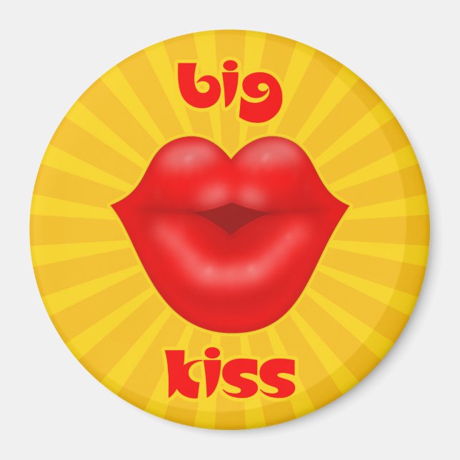 Golden Solar Rays Red lips big kiss Magnet (Front)