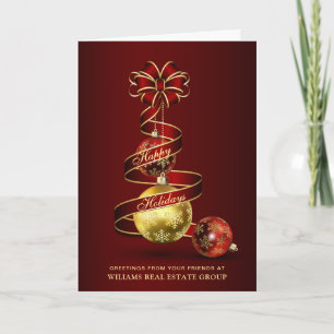 Golden Sparkle Christmas Ball Corporate Greeting Holiday Card