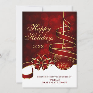 Golden Sparkle Christmas Ball Corporate Greeting Holiday Card