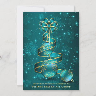 Golden Sparkle Christmas Ball Corporate Greeting Holiday Card